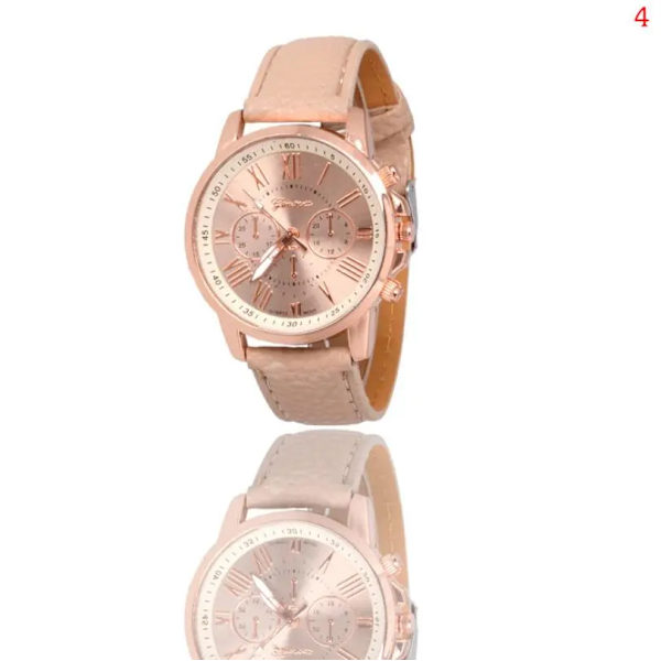 Mode Dam Quartz Watch Orange Läderrem Lyx Digital Roman Scale Alloy Urtavla Klockor För Kvinnor Present Par Klockor H07 H07-5