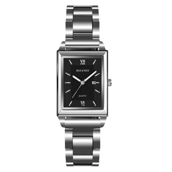 Mode Herr Business Klockor för män Rektangel i rostfritt stål Watch Man Casual Watch relogio masculino Steel Silver Black