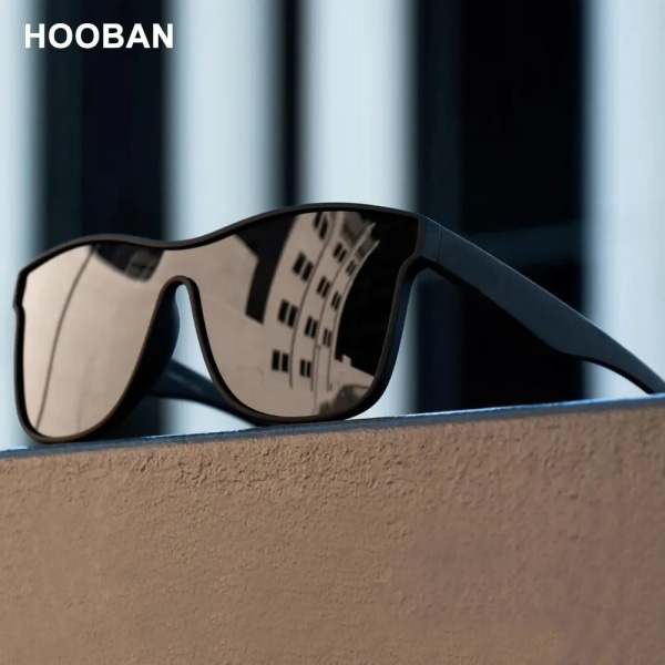 HOOBAN 2023 New Square Polarized Solglasögon Män Kvinnor Mode Fyrkantiga Man Solglasögon Märkesdesign Endelad linsskydd UV400 Black Grey Polarized