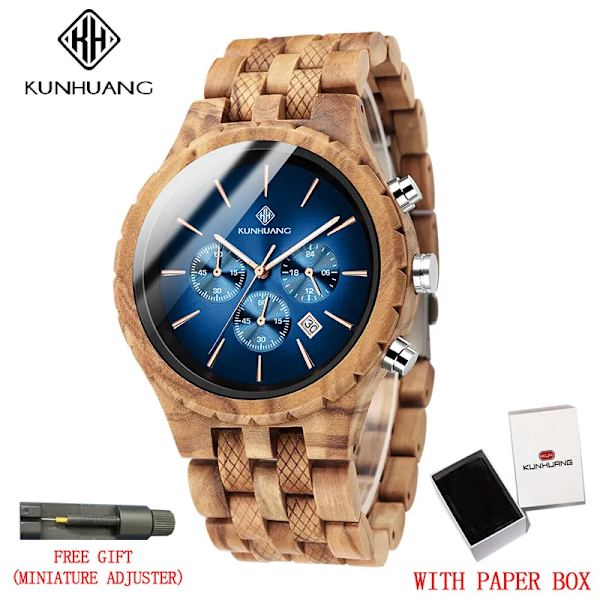 KUNHUANG Handgjord watch multifunktionsurtavla watch Lyxig lysande kronograf Custom Logo relógio masculino Yellow paper box