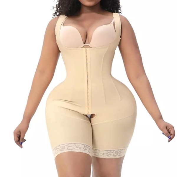 Ny kroppsformare för kroppsslankning för kvinnor 9 revben i stål med 3 rader knapphål Faja BBL Post Op Surgery Body Skims Shapewea Beige S
