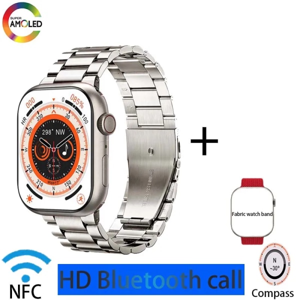 herrsmartklocka IP68 vattentät NFC Bluetooth samtal Smartwatch Series 9 AMOLED explosionssäker skärm för kvinnors smartklocka Red F HK9 PRO