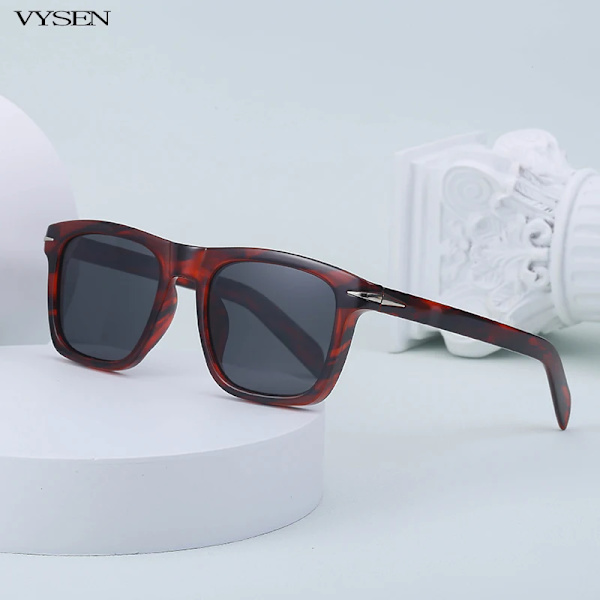 Fyrkantiga Lyxiga Polariserade Solglasögon Män Kvinnor 2022 Retro märkesdesigner Polar Solskydd Glasögon Man Nya Oculos De Sol Masculino C5 Red Leopard Gray With the box