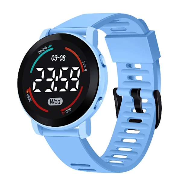 Damklockor Led Digital Elektronisk Watch Herr Utomhussport Casual Slim Mjuk Silikon Damarmbandsur Reloj Digital Mujer Light blue 800