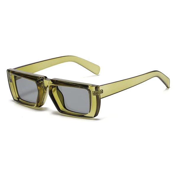 OEC CPO Vintage Rectangle Solglasögon Dam Punk Small Frame Solglasögon Män Trender Fyrkantiga Glasögon UV400 Shades Mode Glasögon Green-Black As the picture