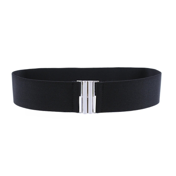 Elastiskt Kvinnor Bälte Punk Mode Kvinnor Elastiska Bälten Guld Silver Metall Kedja Midjerem För Klänning Rock Kostym Dekorativt midjeband black Style2 Elastic