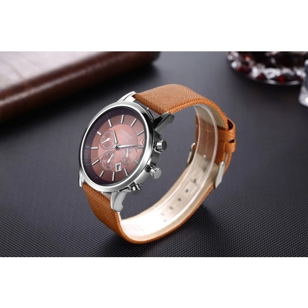 Män Casual Sport Business Armbandsur Mode Läder Militär Quartz Watch for Man Klänning Analog watch med datum CH0402