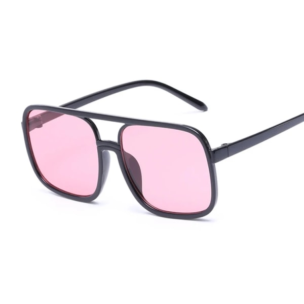 Svart fyrkantig överdimensionerade solglasögon Kvinna Stor båge Rosa solglasögon Kvinnlig Spegel Oculos Unisex gradient Hip Hop nyanser Black Pink