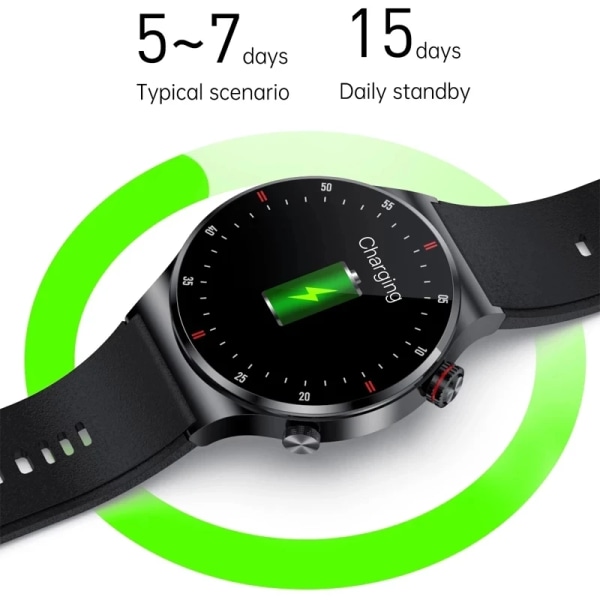 LIGE NFC Bluetooth Call Smart Watch Herr HD Screen Sportarmband Vattentätt EKG Hälsomonitor Herr SmartWatch För IOS Android Mesh belt Black NFC