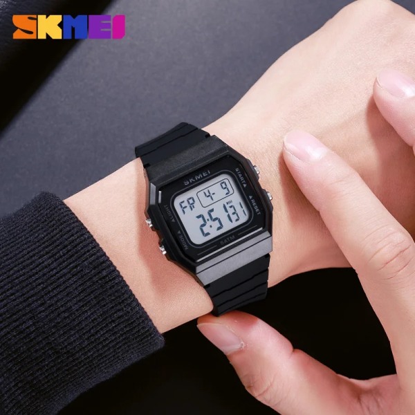 SKMEI Utomhussportklocka Watch Mode Enkla klockor Damkalender PU-rem 5Bar Vattentät Digitalklocka watch hombre Orange