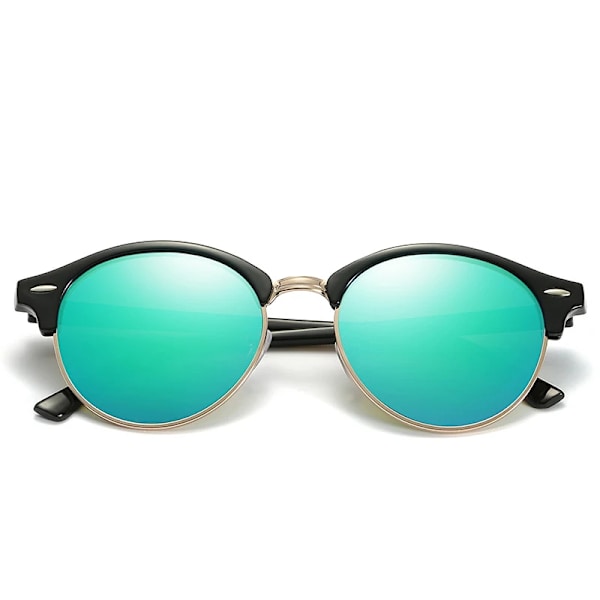 SIMPRECT Polarized Solglasögon Dam UV-skydd Runda solglasögon Män Lyxmärke UV400 Högkvalitativa solglasögon för kvinnor Gold-Mirror Green In picture