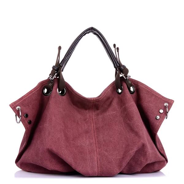 Kvinnor Canvas Messenger-väskor Kvinnliga Crossbody-väskor Solid axelväska Mode Casual Designer Kvinnlig Handväska Stor kapacitet Tote Purple
