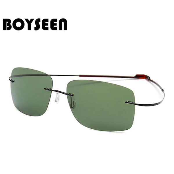 2021 NYHET Coola 100 % rent titan båglösa solglasögon Polariserade linser Grå Supertunna linser Solskyddad UV-skydd UV400 Oculos C4 Dark green lens Other