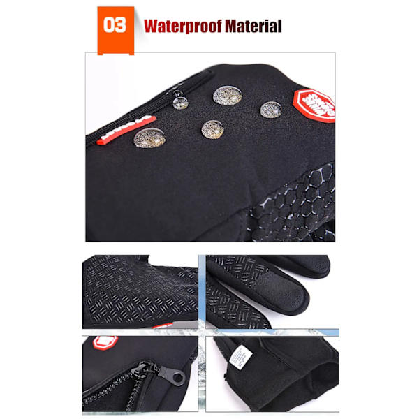 Unisex Vinter Thermal Varm Cykel Pekskärmshandskar Utomhuscamping Vandring Motorcykelhandskar Mjuk Varm Helfinger Red M