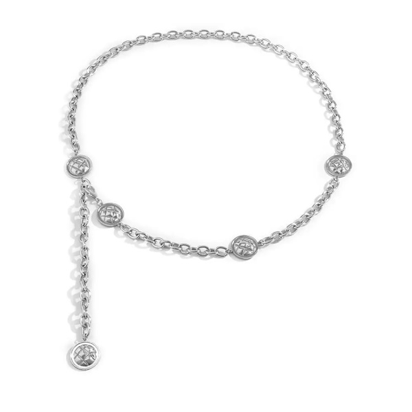 Mode Byxor Midjekedja Kläder Accessoarer Midjekedja i flera lager Hip Hop tofsar Speciellt utseende Choker Smycken presenter Silver F 1pcs