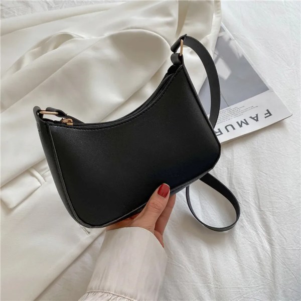 Nya handväskor för dammode Retro enfärgad PU-läder Axelväska Underarmsväska Casual Dam Hobos Handväskor Designerväska Khaki 20x17x6cm