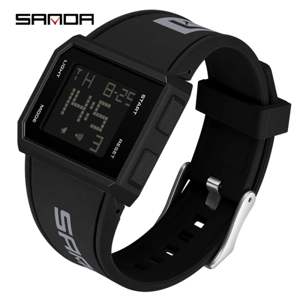 SANDA Märke Watch Mode Casual för män Sport LED Digital armbandsur Vattentät Militärklocka Relogio Masculino black