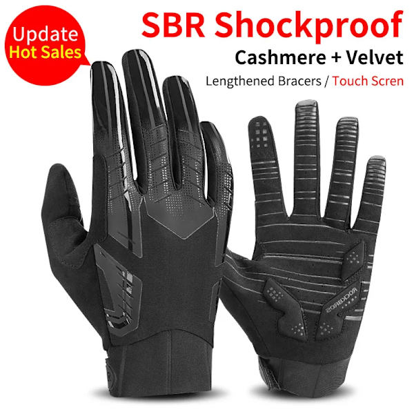 ROCKBROS vindtäta cykelhandskar Cykel Pekskärm Ridning MTB Cykelhandske Thermal Varm Motorcykel Vinter Höst Cykelkläder S208BK L
