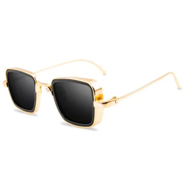 Steampunk-stil fyrkantiga solglasögon klassiska gotiska män kvinnor märkesdesigner fyrkantig legering båge Färgglada lins solglasögon GoldGray MULTI