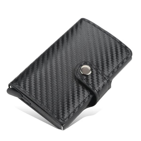 Ny herr kreditkortshållare herrplånbok kolfiber RFID blockerande läder case Korthållare skyddsväska för kvinnor 9131 black