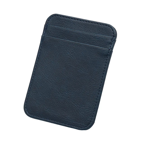 Mini PU Läder ID Visitkortshållare Kvinnor Män Multi Slot Slim Enfärgad Körkortsväska Case Kreditkortsväska Dark Blue