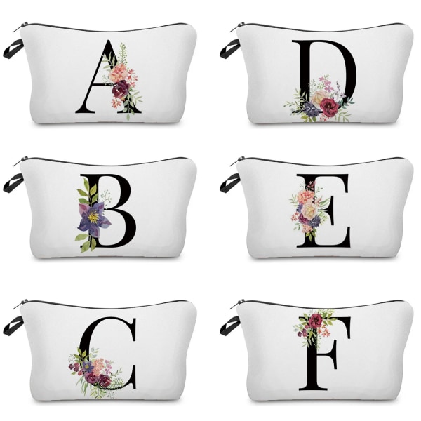 Brudtärna sminkväska Blomma alfabetet printed förvaringsväska Kosmetikväskor för bruden Brudtärna förslag present Vacker damväska hz2465 Flower Bag