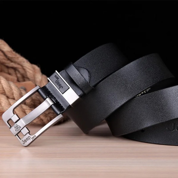 Lyxmärke Designer Bälte Herr Mode Äkta Läder Midjerem Legering Nål Spänne Herrbälte Cummerbunds Ceinture Homme 2022 Jeepzero Black 110cm