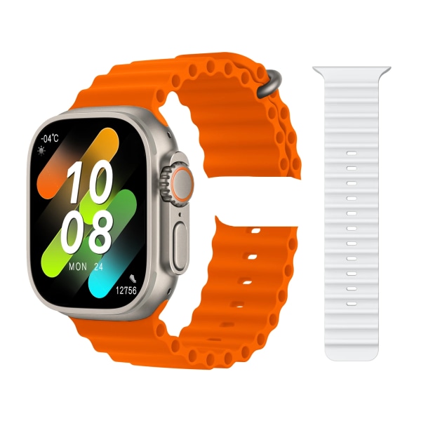 HK8 Pro Max Ultra Smart Watch Herr 49mm AMOLED Skärm Kompass NFC Smartwatch Blodtryck Fitness Klockor för Android IOS orange-Marine White