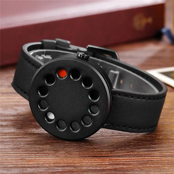 Unik Creative Halv Transparent Unisex watch klocka För män Kvinnor Par Nörd Snygga Läder Armbandsur Mode Quartz watch DESIGN 2 (C)