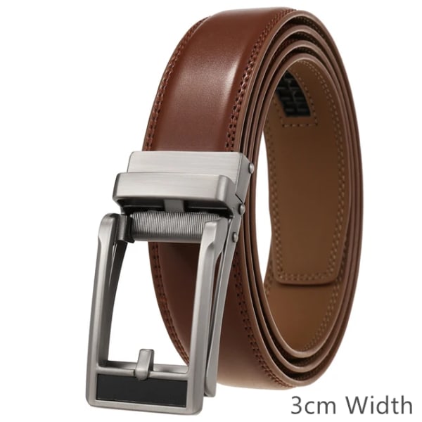 Märke 3 cm Bredd Herr Business Casual Bälten Äkta läder Herr Enkelt Bälte Modedesigner Formell kostym Bälte B908 Dark Brown 3 125cm