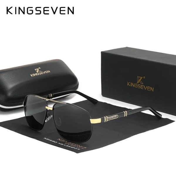 KINGSEVEN 2022 NYHET Mode för män Solglasögon Polarized UV400 Skydd Körning Solglasögon Man Oculos de sol N7621 Gold Gray Original