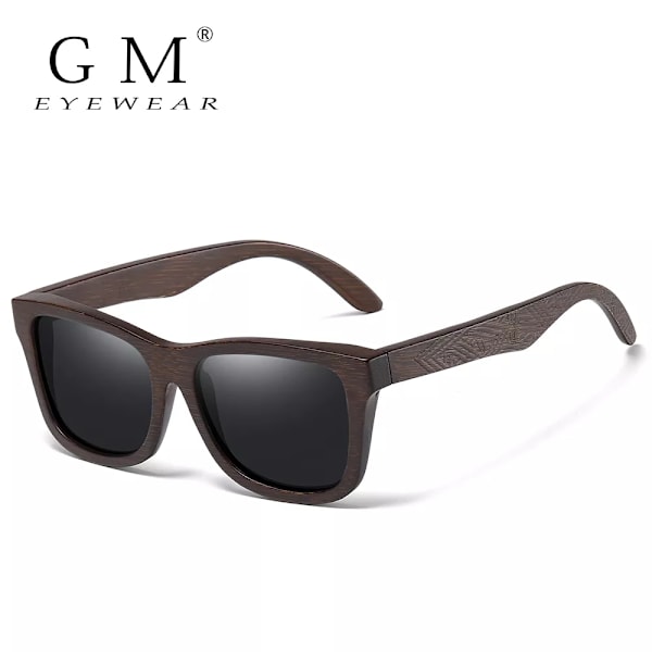 GM Retro Mode Bambu Trä Polariserad Solglasögon Kör fyrkantig Solglasögon Man Goggle UV400 Kvinnor Män Märkesdesigner Silver Dark bamboo