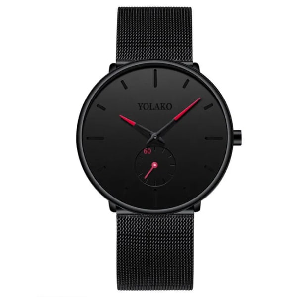 2023 Herrmode Minimalistiska Klockor Herr Business Casual Quartz Watch Simple Man Rostfritt stål Mesh Band Klocka reloj hombre Mesh Black Red