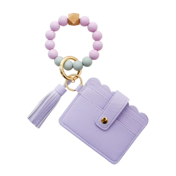 PURDORED 1 st 13 färger mode kvinnor armband korthållare leopard kvinnlig case armband nyckelring för män purple x beads