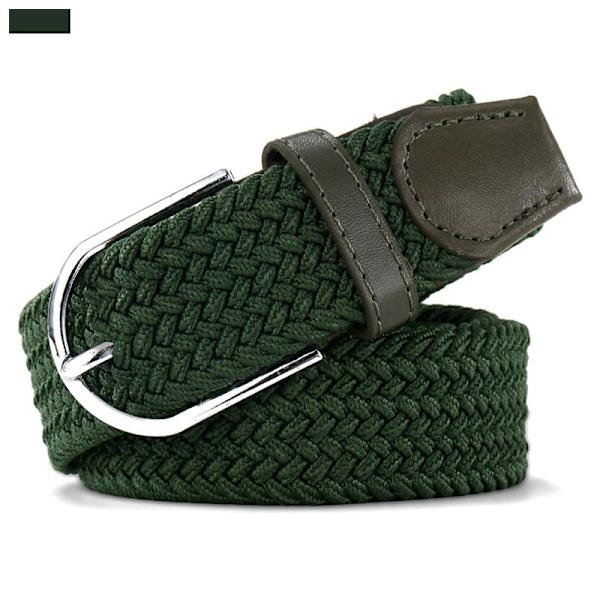 3,2 cm bredd kvinnor Casual Randig Stretch vävda midjebälten Elastiska manliga och kvinnliga jeans Dekorativt svart rött bälte för kvinna Dark green 110cm
