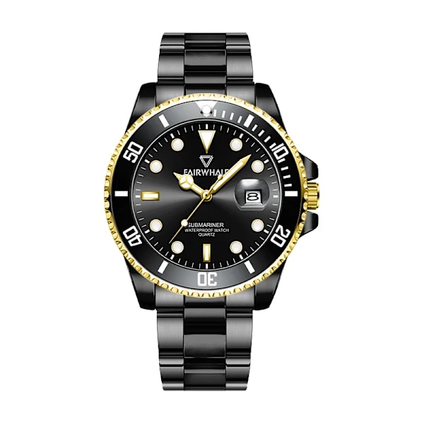 Mark Fairwhale Premiummärke Vattentät lysande datumvisning Watch Mode Quartz Armbandsur Lyxiga herrklockor gold