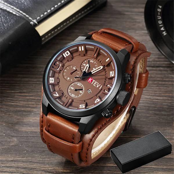 Herrklockor Toppmärke Lyx Mode & Casual Business Quartz Watch Date Vattentät armbandsur Hodinky Relogio Masculino light brown with box