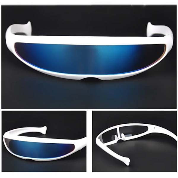Futuristic Narrow Cyclops Visir Solglasögon Laser Glasögon UV400 Personlighet Spegellins Kostym Glasögon Glasögon Herrglasögon Multicolor Silver-A