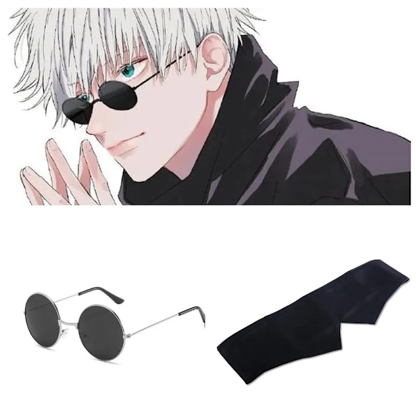 ACE Anime Jujutsu Kaisen Gojo Satoru Cosplay Rekvisita Svarta Glasögon Steampunk Rund Båge Glasögon Solglasögon Accessoarer Män Kvinnor Gray Other