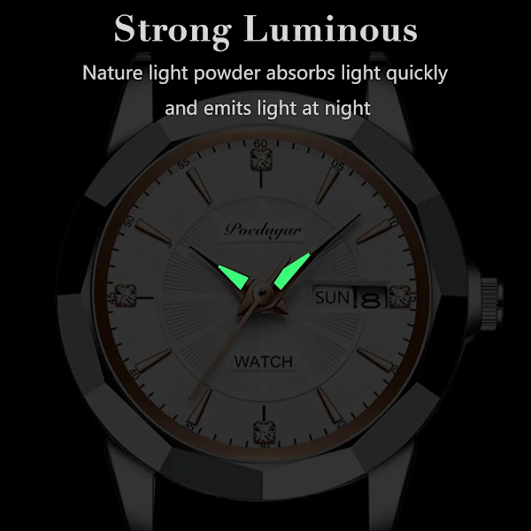 POEDAGAR Lyx Damklockor Mode Casual Rostfritt stål Lysande vattentät kvarts Damklockor Klänning Klocka Reloj Mujer Gold White