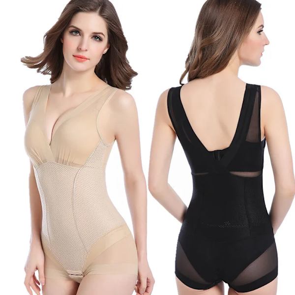 Kvinnor Slimming Burn Fat Trosor Shapewear Tummy Slim Body Shaper Full Body Shaper Slimming Underkläder Väst Bodysuits Jumpsuit L Apricot M