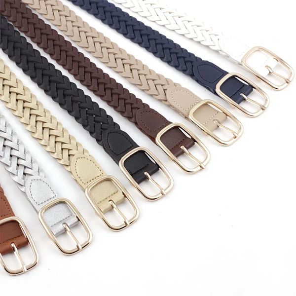 Nytt flätat fyrkantigt spänne för damer för dammode All-match Yllerock Jeans Bälte Designerbälten Dam Hög kvalitet Camel 110cm