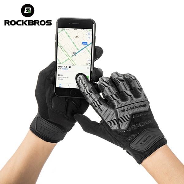 ROCKBROS Cykelhandskar Thermal Höst Vinterhandskar Vindtäta SBR Touch Screen Cykelhandskar Fullfinger Stötsäkra Sporthandskar S109-1BR M