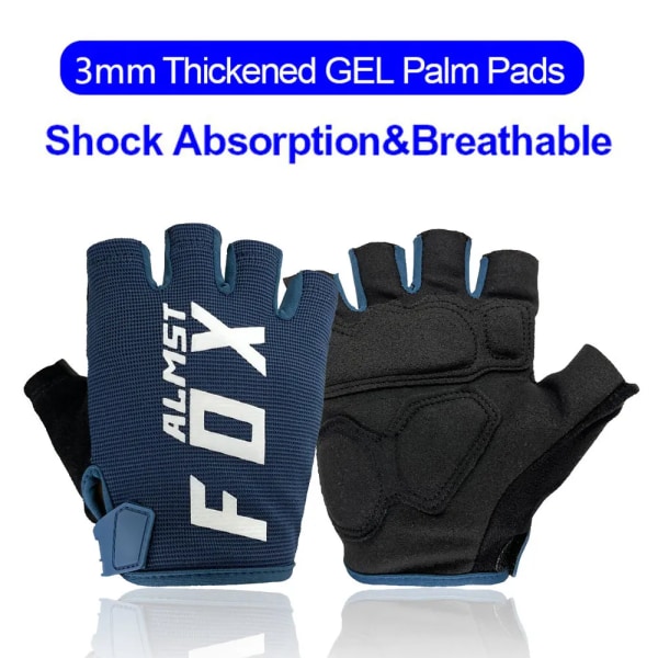 Almst Fox Summer Riding Cykelhandskar Motocross Herr Dam Rider Gel Half Finger Handskar Andas Sport MTB Bike Handskar Blue M