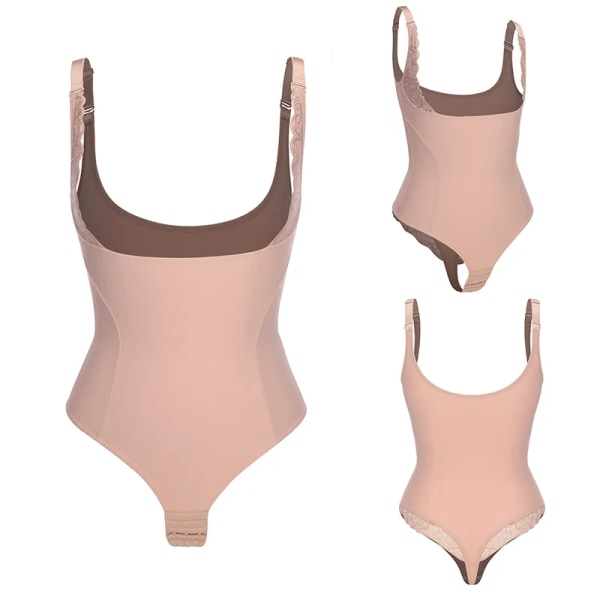 Strumpor Body Shapewear Kvinnor Trosor Waist Trainer Buken Smalning Underkläder Magkontroll Shaper med spets Nude XXXL