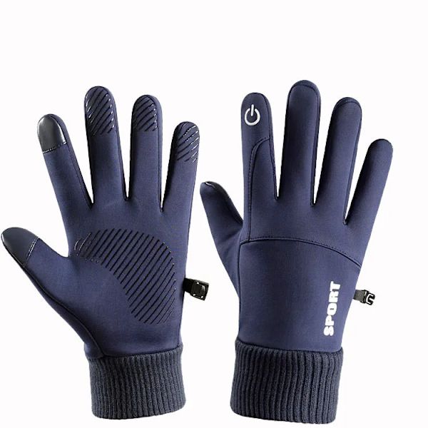 Vintercykelhandskar Herr Kvinnor Pekskärm Kallt väder Varma handskar Frys Thermal för löpning Cykling Skidvandring B-Navy Blue M