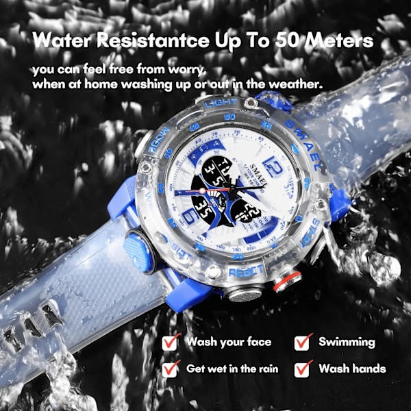 2023 Nya Sportklockor Herr SMAEL Vattentät Analog Digital Quartz Armbandsur Man Mode Stoppur Alarm Clock 8058 Man Watch Khaki