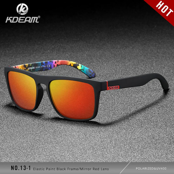 KDEAM Polarized Designer Square Solglasögon Herr eller Dam Elastisk målarram Spegel Solglasögon 17 färger tillgängliga C13-1
