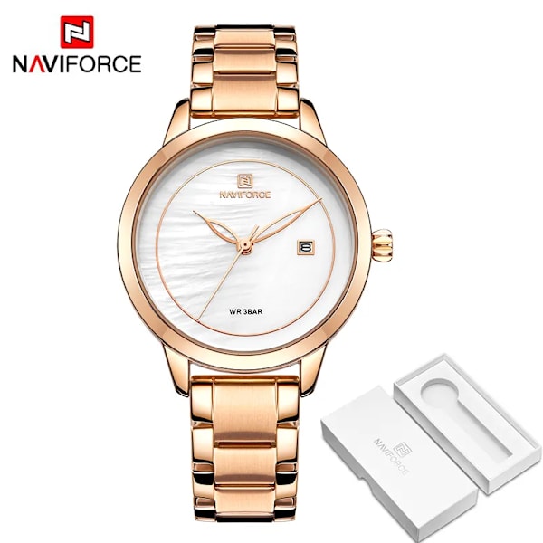 NAVIFORCE Toppmärke Lyx Damklockor Vattentät mode Watch Kvinna Quartz Armbandsur Watch Feminino Montre Femme RGW BOX