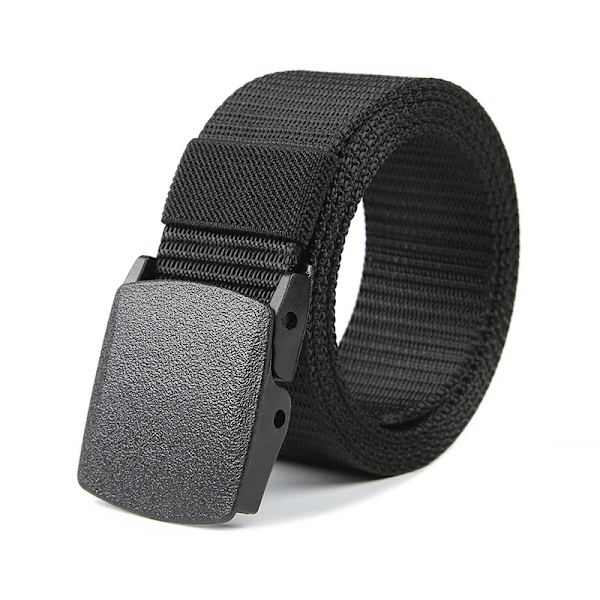 Automatiskt spänne för män Nylon utomhus canvasbälte Högkvalitativt herrbälte Black White Black 120 CM